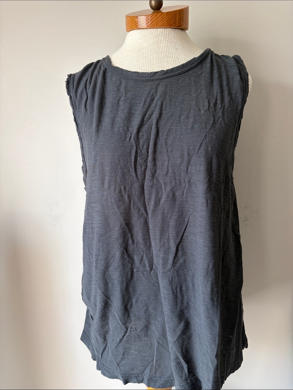 Women's Sleeveless Crewneck Top - Charcoal Black by Gap Worn Distressed Style